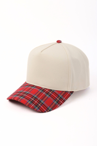 Plaid Brim Two Tone 5 Panel Cap