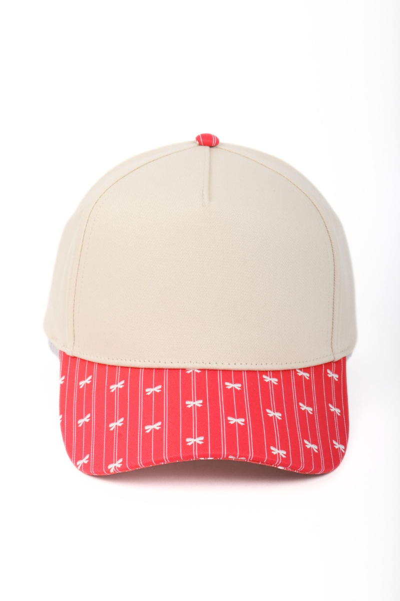 STRIPES,  BOWS, AND HEART Print Brim 5 Panel Cap