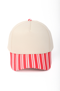 STRIPES,  BOWS, AND HEART Print Brim 5 Panel Cap