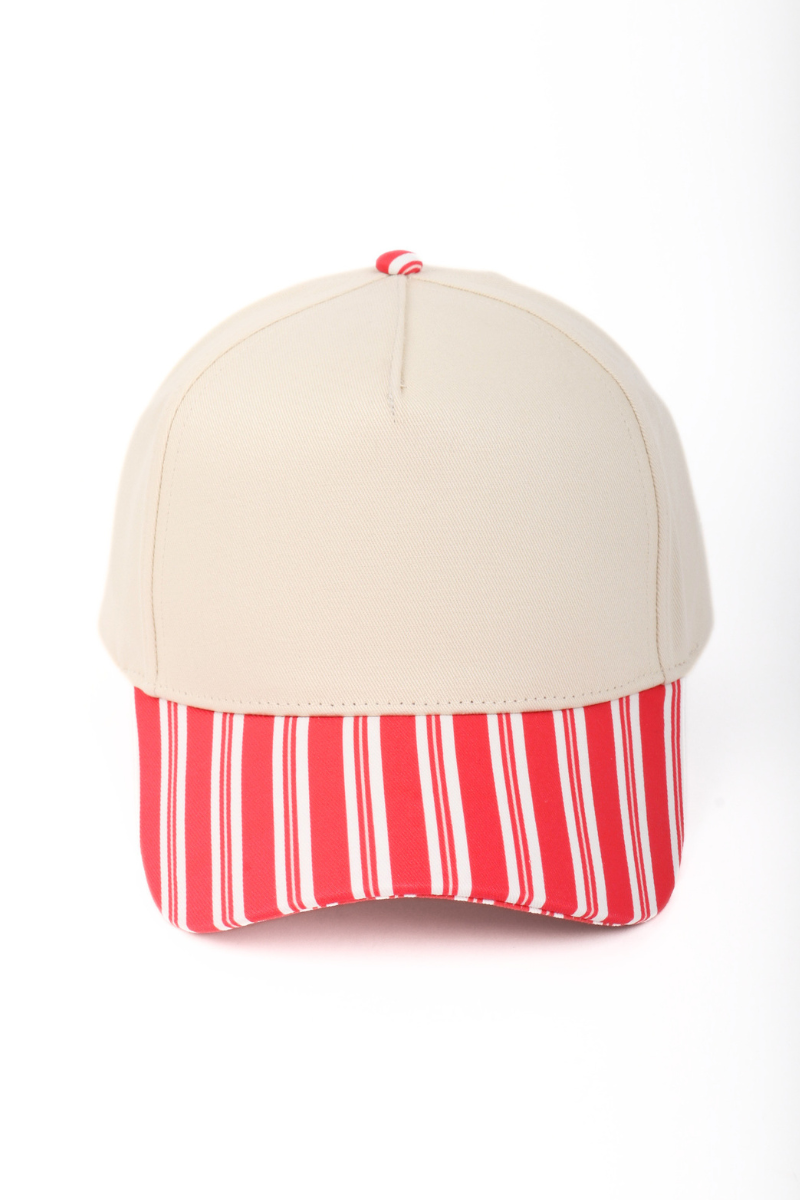 STRIPES,  BOWS, AND HEART Print Brim 5 Panel Cap