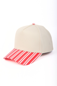 STRIPES,  BOWS, AND HEART Print Brim 5 Panel Cap