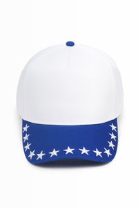 Stars Embroidered Brim Two Tone 5 Panel Cap
