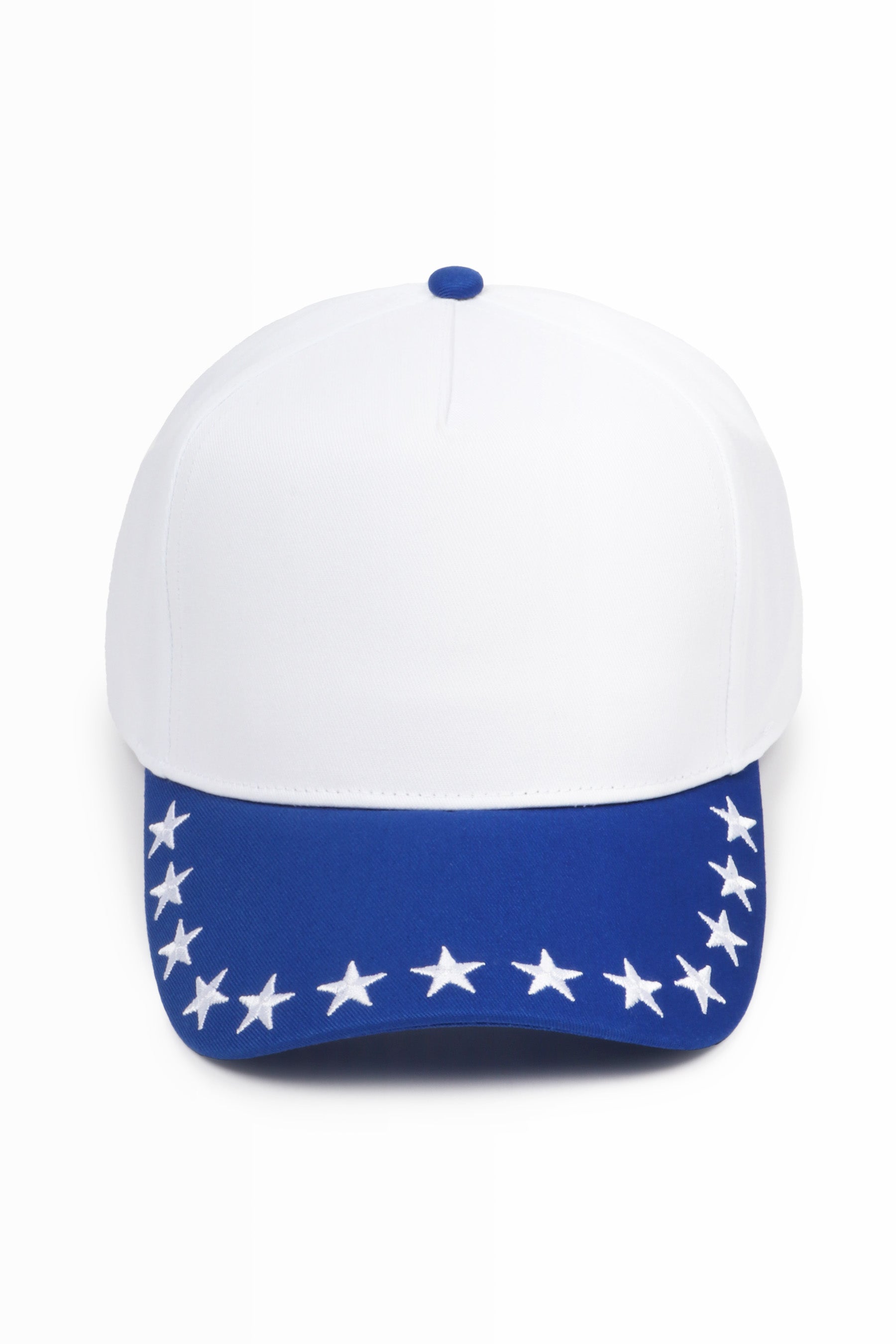 Stars Embroidered Brim Two Tone 5 Panel Cap