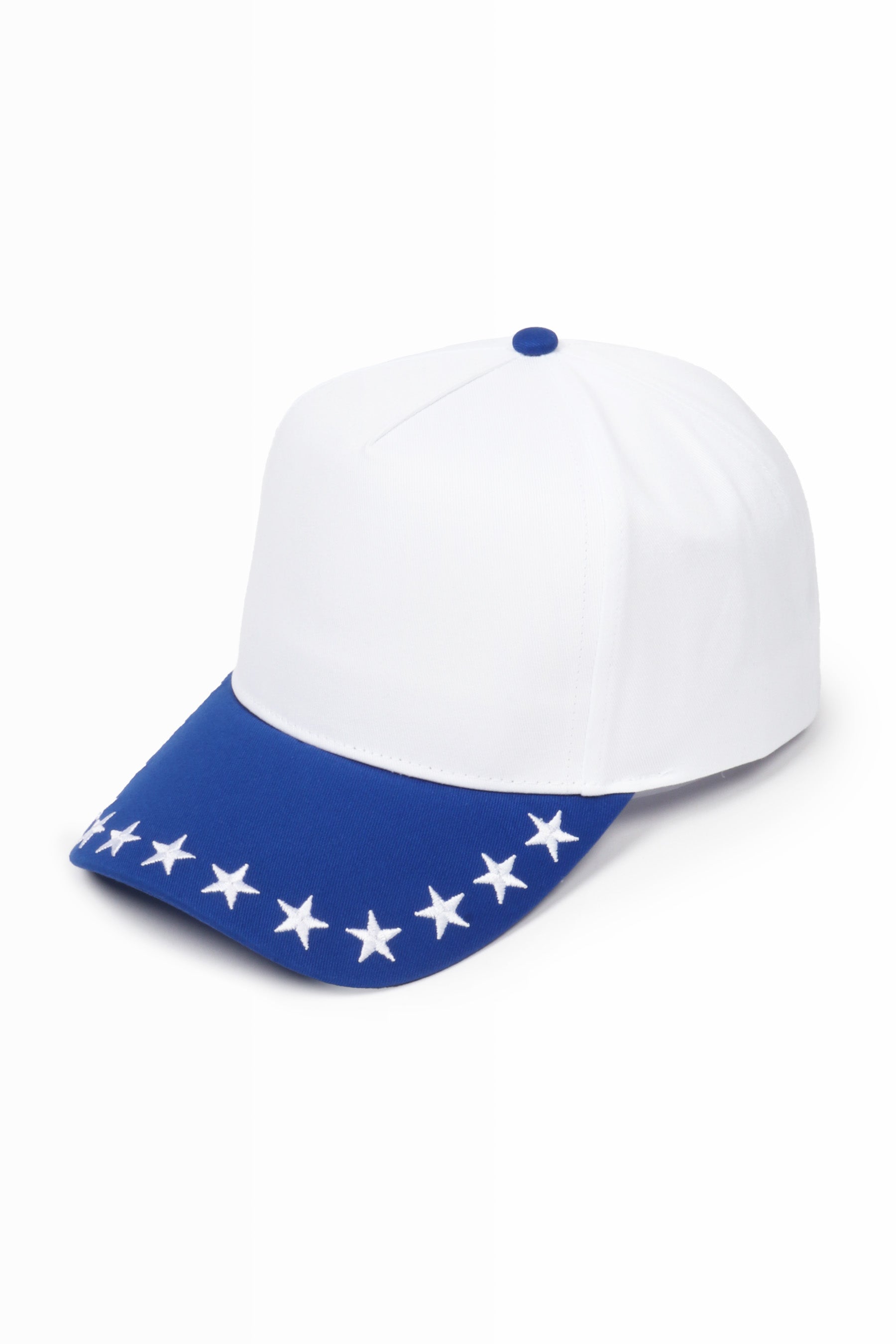 Stars Embroidered Brim Two Tone 5 Panel Cap