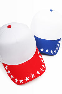 Stars Embroidered Brim Two Tone 5 Panel Cap