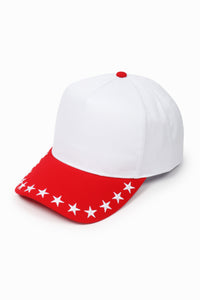 Stars Embroidered Brim Two Tone 5 Panel Cap