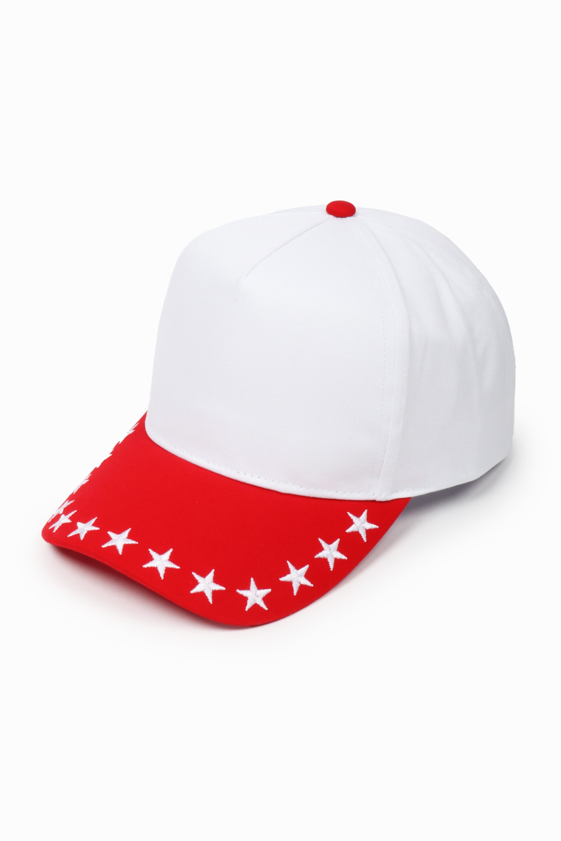 Stars Embroidered Brim Two Tone 5 Panel Cap
