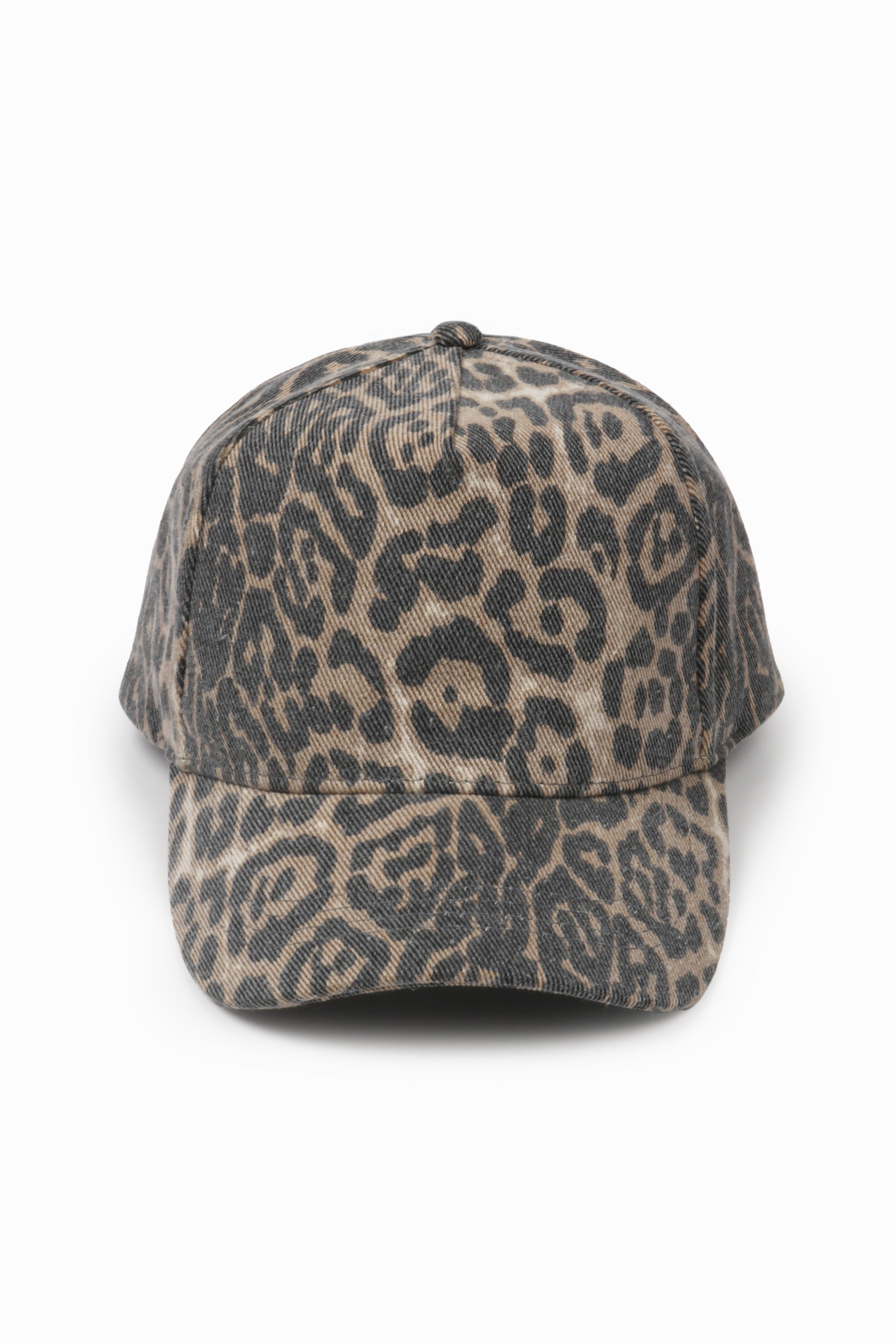 Washed Leopard Print Baseball Cap