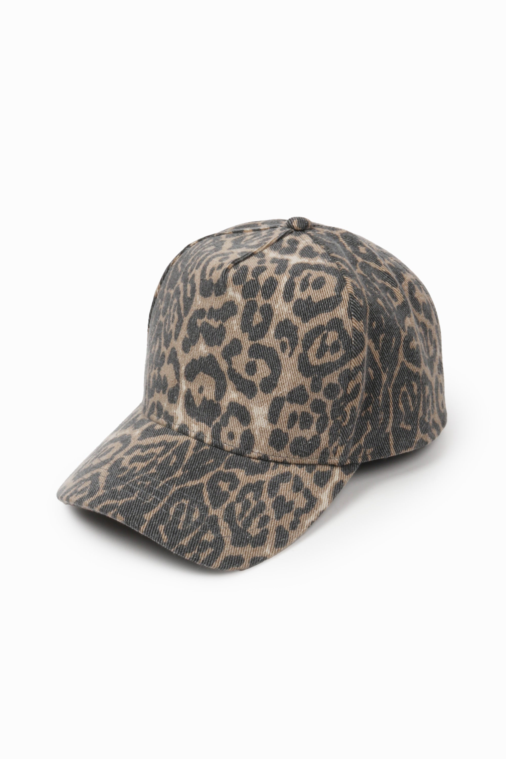 Washed Leopard Print Baseball Cap