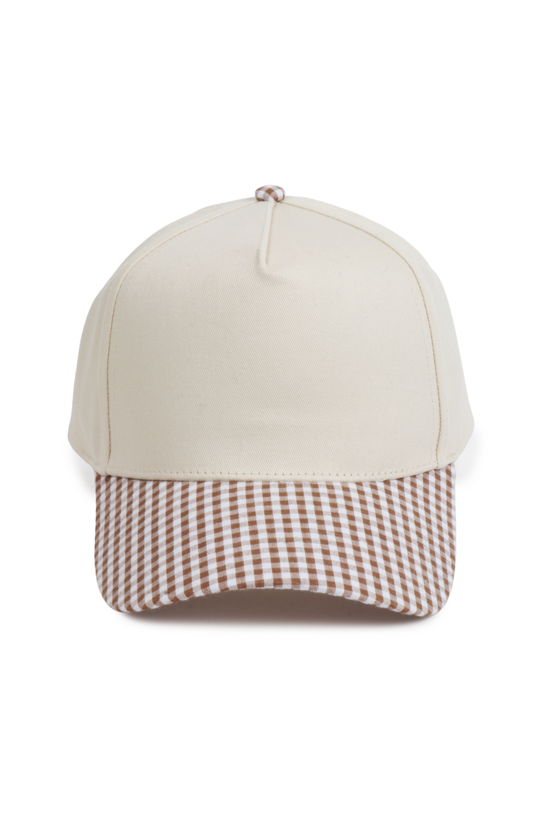GINGHAM Print Brim Two Tone 5 Panel Cap