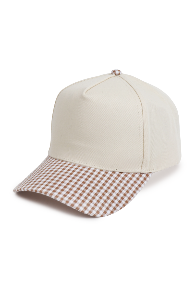 GINGHAM Print Brim Two Tone 5 Panel Cap