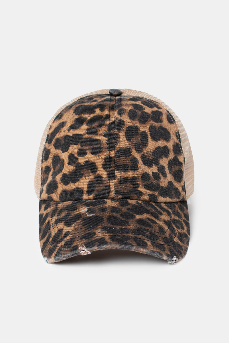 Leopard Print Baseball Cap with Mesh-Back