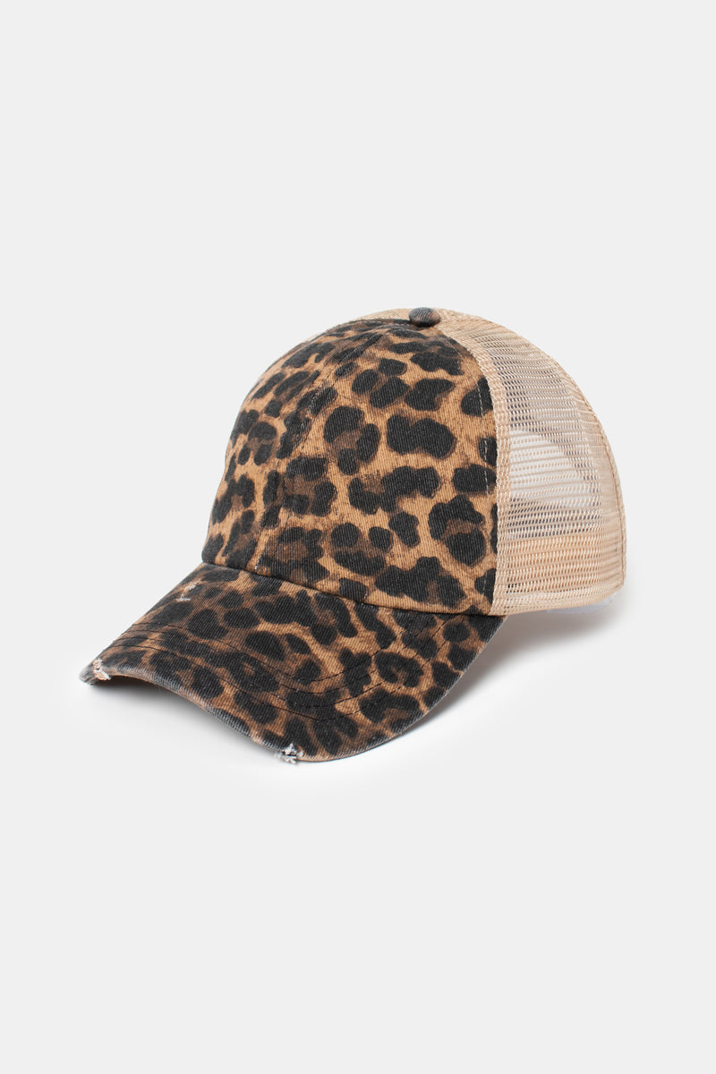 Leopard Print Baseball Cap with Mesh-Back