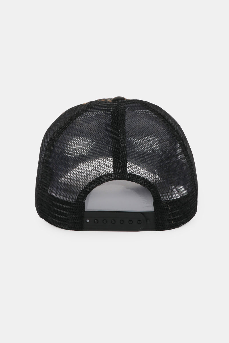 Leopard Print Baseball Cap with Mesh-Back