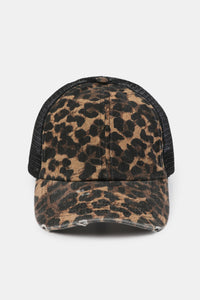 Leopard Print Baseball Cap with Mesh-Back