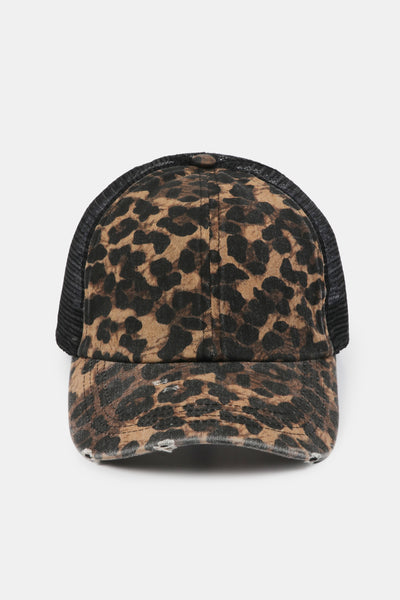 Leopard Print Baseball Cap with Mesh-Back