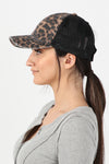 Leopard Print Baseball Cap with Mesh-Back