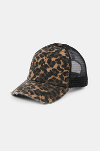 Leopard Print Baseball Cap with Mesh-Back