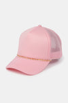 Solid Foam Trucker Cap with Thin Metal & Pearl Chain