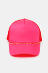 Solid Foam Trucker Cap with Thin Metal & Pearl Chain