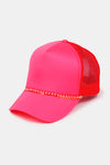 Solid Foam Trucker Cap with Thin Metal & Pearl Chain