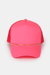 Solid Foam Trucker Cap with Thin Metal & Pearl Chain