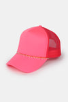 Solid Foam Trucker Cap with Thin Metal & Pearl Chain