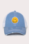 FWCAPM7222 - Chenille Smiley Patch Mesh Back Baseball