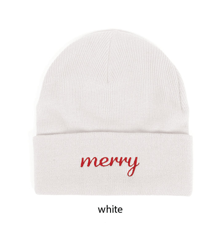 LBB2405 - Merry Embroidery Knit Cuffed Beanie