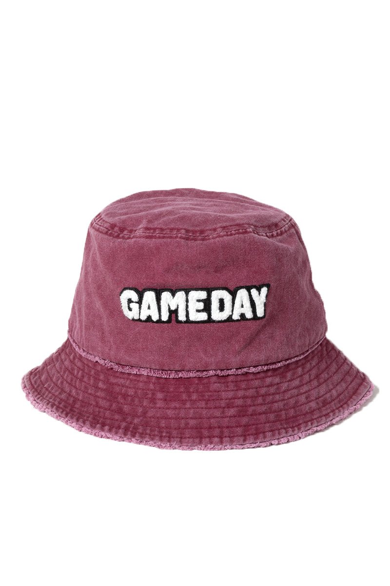 LBU2935 - Game day Chenille Patch Distressed Cotton Bucket hat