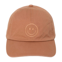 LCAP3004 - Tonal Smile Face Embroidered Washed Baseball Cap