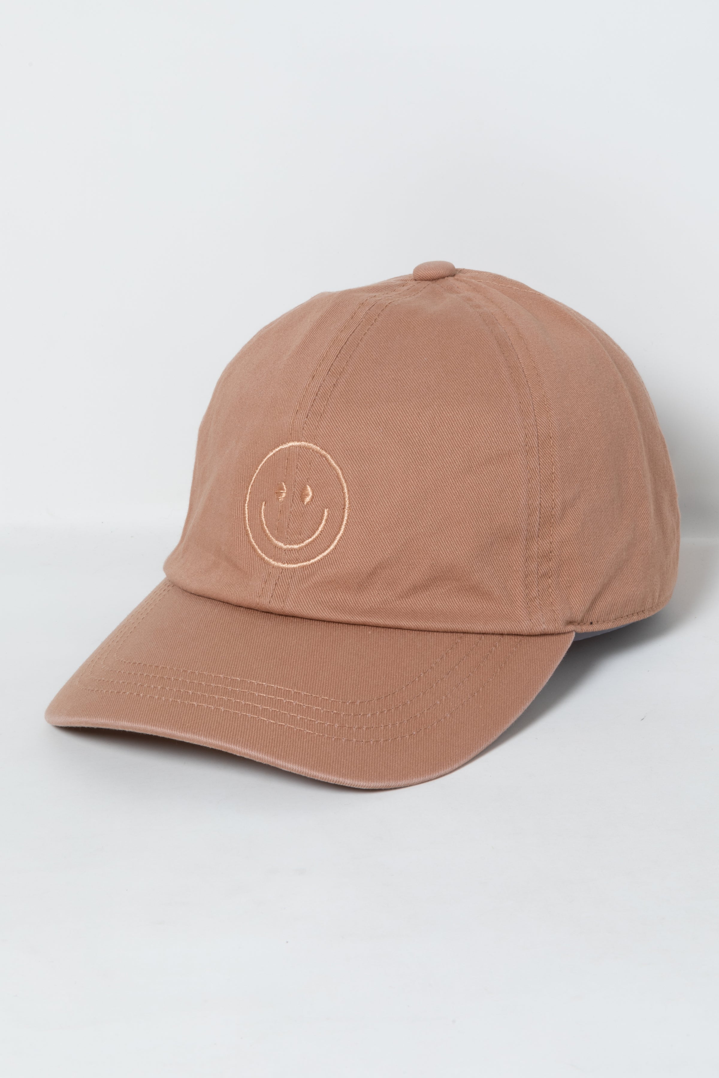 LCAP3004 - Tonal Smile Face Embroidered Washed Baseball Cap