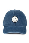 LCAP3028 - Chenille Smile Face Denim Baseball Cap