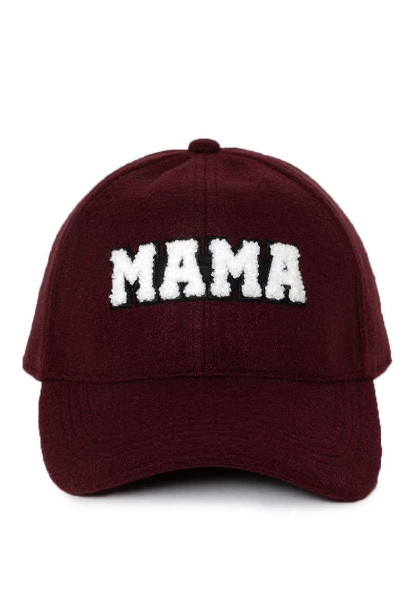 LCAP3034 - Chenille MAMA Patch Wool Touch Baseball Cap