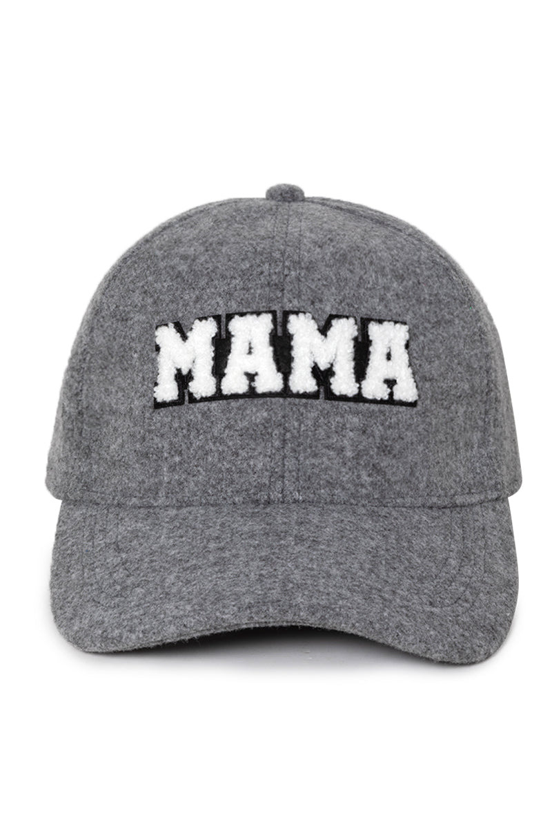LCAP3034 - Chenille MAMA Patch Wool Touch Baseball Cap