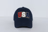 LCAP3443 - USA RED WHITE BLUE GLITTER BORDER CHENILLE PATCH BASEBALL CAP