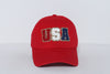 LCAP3443 - USA RED WHITE BLUE GLITTER BORDER CHENILLE PATCH BASEBALL CAP
