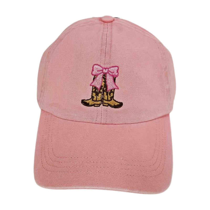 LCAP3626 - COWBOY BOOTS WITH PINK BOW BASEBALL CAP