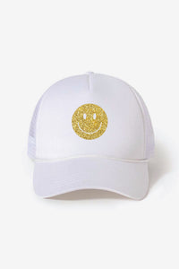 FWCAPM2213 - SMILEY Face Glitter Trucker hat