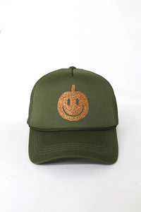 LCAPM2354 - Pumpkin Glitter Mesh Back Trucker Hat
