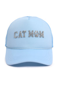 LCAPM3174 - Bling Cat Mom Stone Mesh Back Trucker Hat