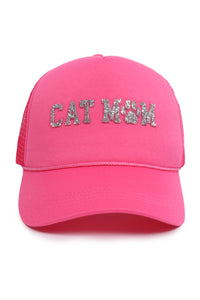 LCAPM3174 - Bling Cat Mom Stone Mesh Back Trucker Hat