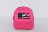 LCAPM3446 - USA STAR AND RED STRIPE CHENILLE PATCH TRUCKER HAT