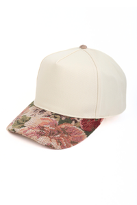 Floral Print Brim in Brocade 5 Panel Two-Tone Baseball Cap