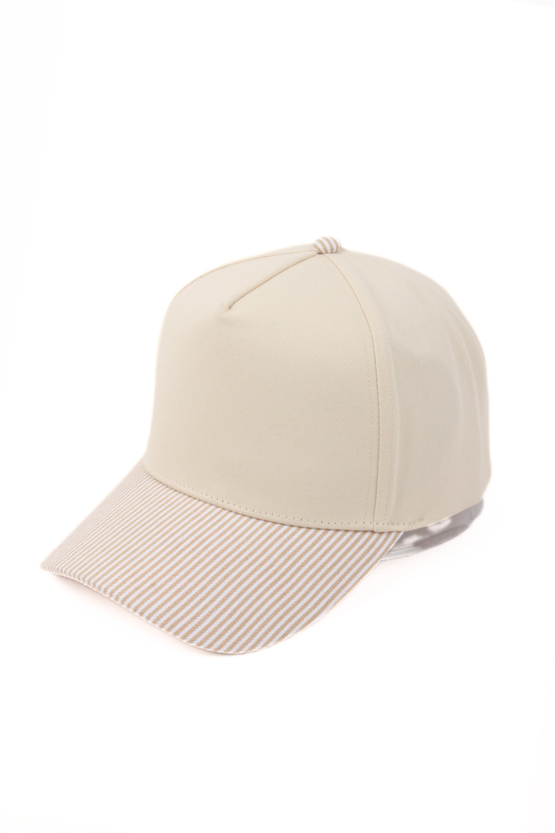 Stripe Brim 5-Panel Baseball Cap