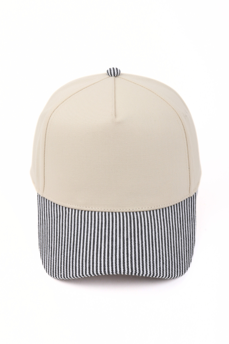 Stripe Brim 5-Panel Baseball Cap