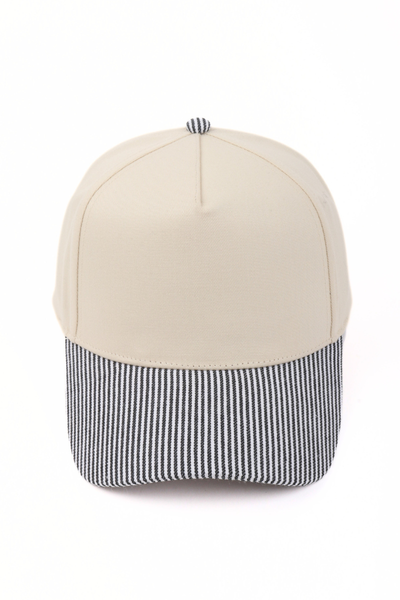 Stripe Brim 5-Panel Baseball Cap