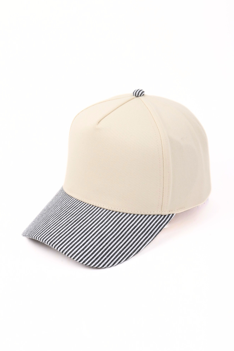 Stripe Brim 5-Panel Baseball Cap