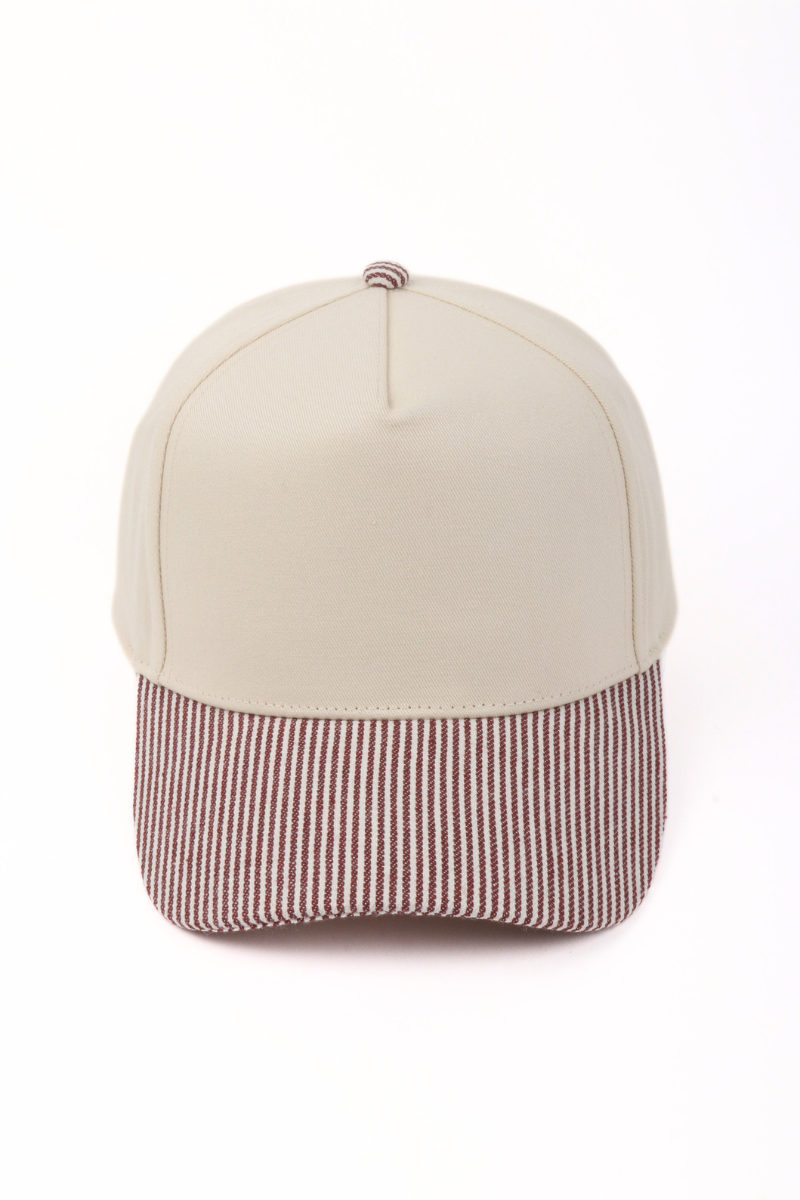 Stripe Brim 5-Panel Baseball Cap