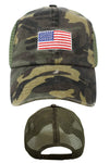 FWCAPM611 - Camo Mesh Baseball Cap with  Americana Flag